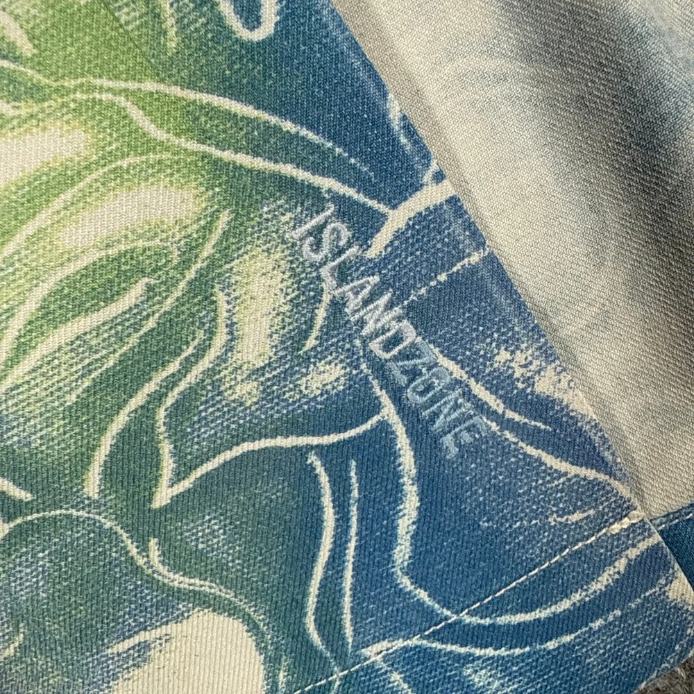 Tommy Bahama Mens Large IslandZone Silk Blend Blue Green Tropical Floral Shirt